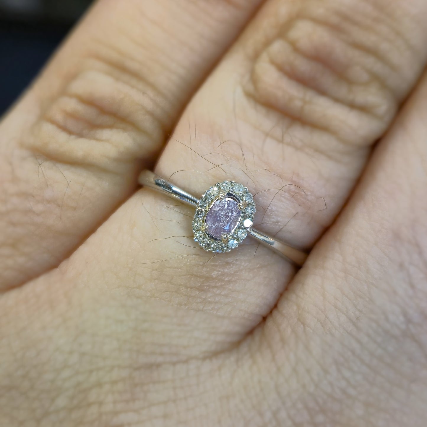 9ct White Gold Pink Diamond (IGI Certified) Cluster Halo Ring