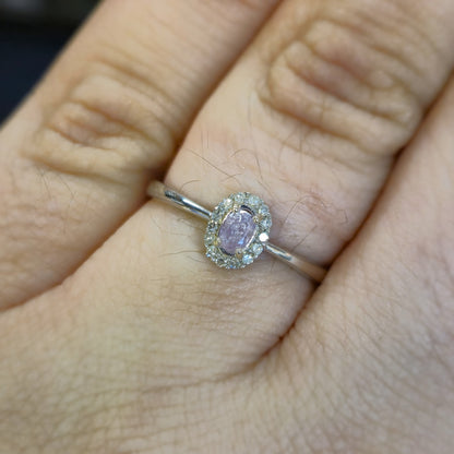 9ct White Gold Pink Diamond (IGI Certified) Cluster Halo Ring