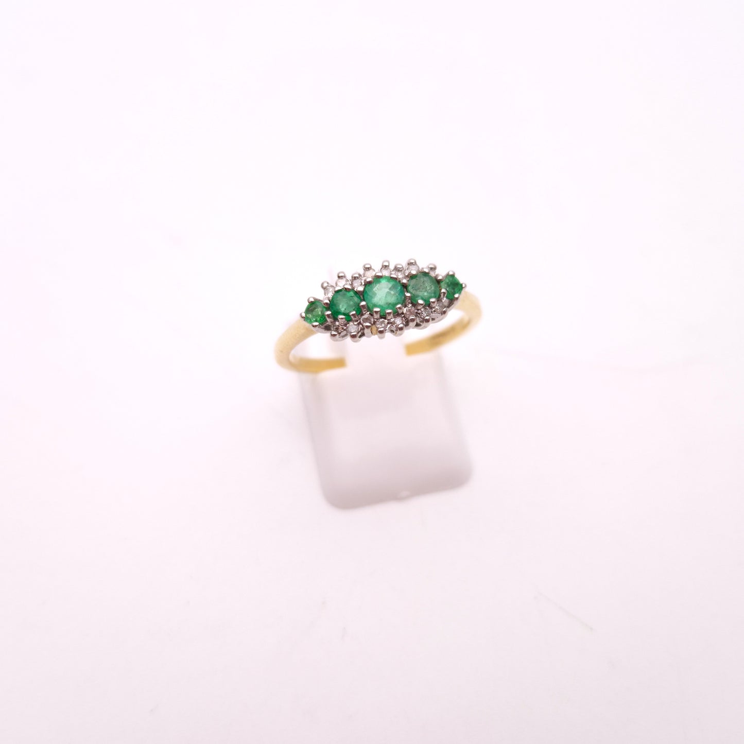 9ct Yellow Gold 5 Emerald and Diamond Cluster Ring