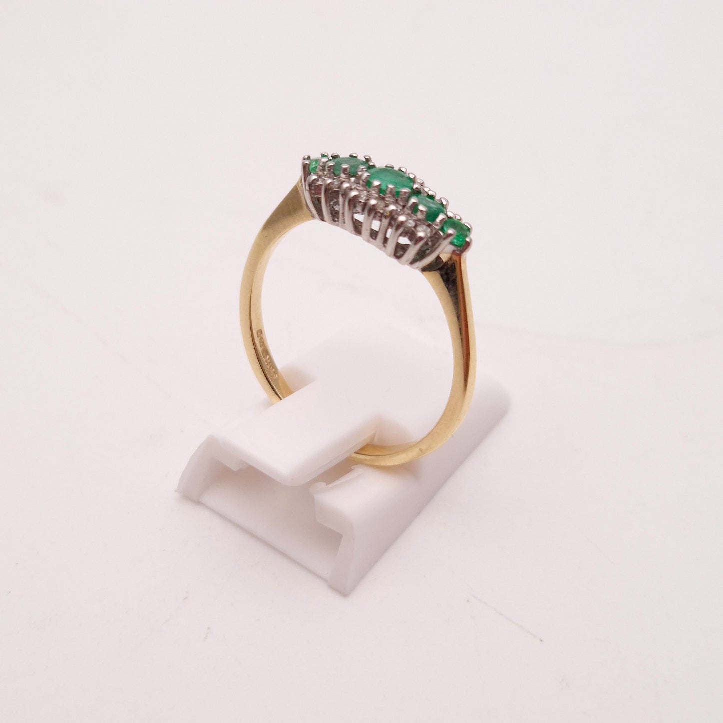 9ct Yellow Gold 5 Emerald and Diamond Cluster Ring