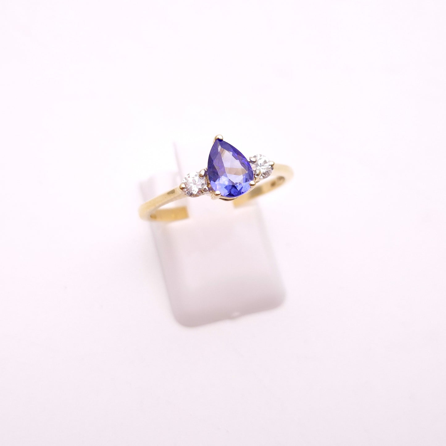 10ct Yellow Gold Tanzanite and Diamond Three Stone Trilogy Ring