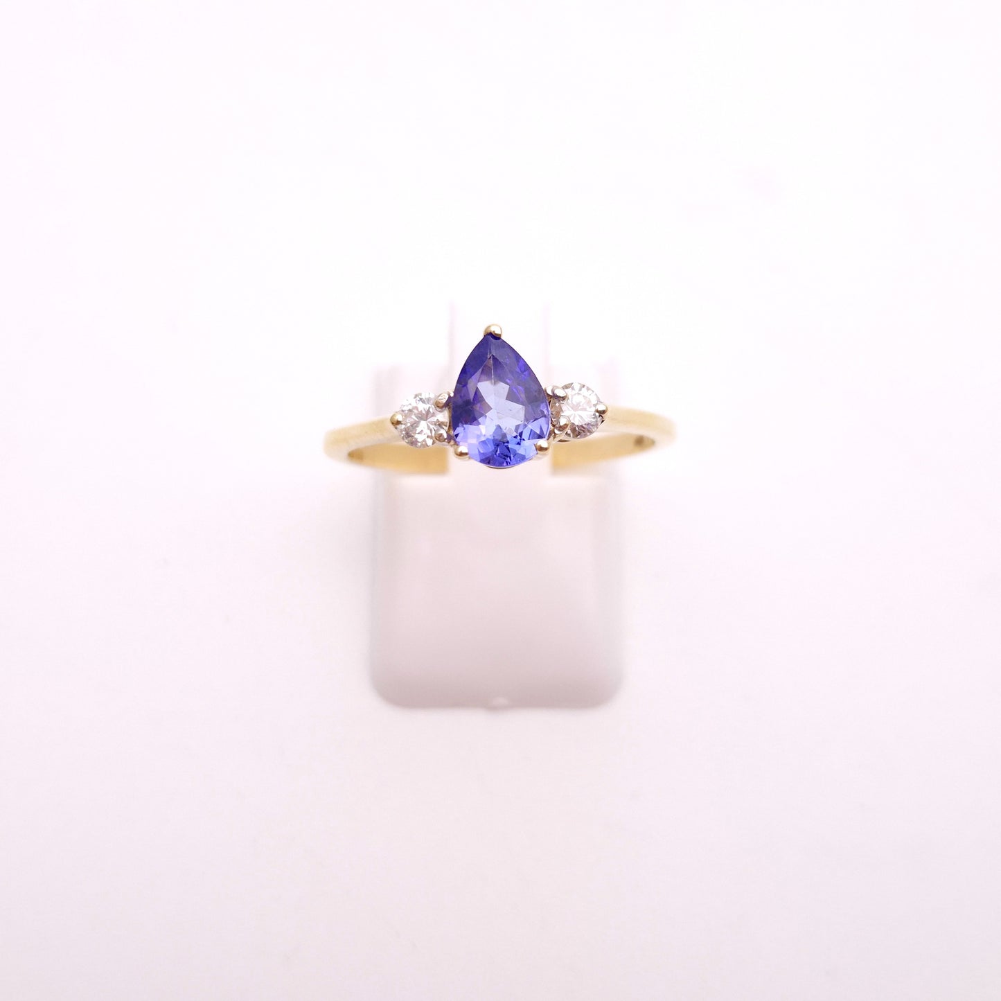 10ct Yellow Gold Tanzanite and Diamond Three Stone Trilogy Ring