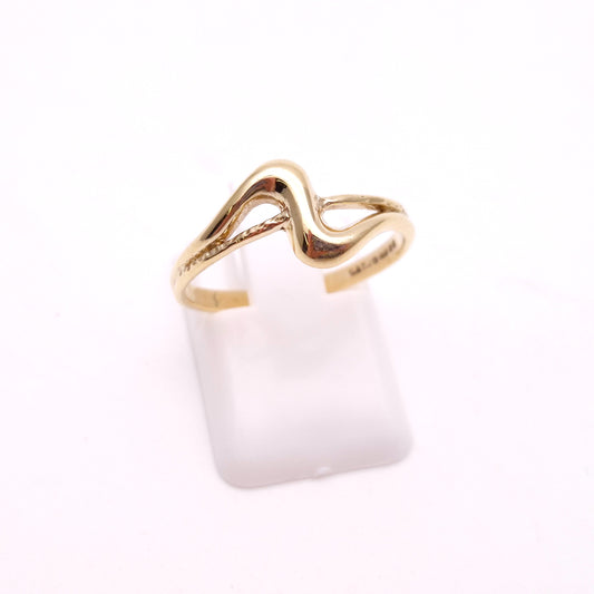 9ct Yellow Gold Mixed Texture 'Wave / Wiggle' Ring