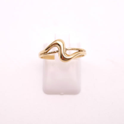 9ct Yellow Gold Mixed Texture 'Wave / Wiggle' Ring