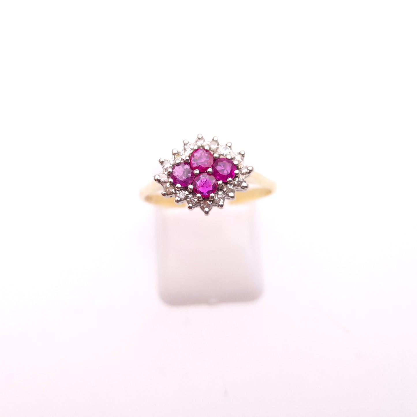 9ct Yellow Gold 4 Ruby and Diamond Cluster Ring
