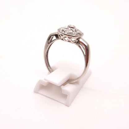 10ct White Gold Diamond Set Art Deco Style Openwork Ring