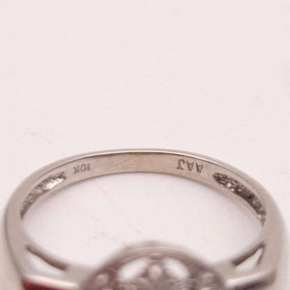 10ct White Gold Diamond Set Art Deco Style Openwork Ring