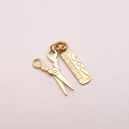 9ct Yellow Gold Comb and Scissors Hairdressing Charm