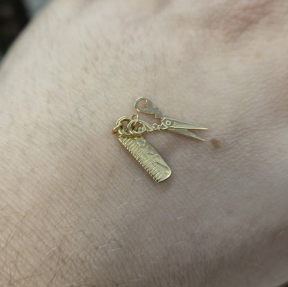 9ct Yellow Gold Comb and Scissors Hairdressing Charm