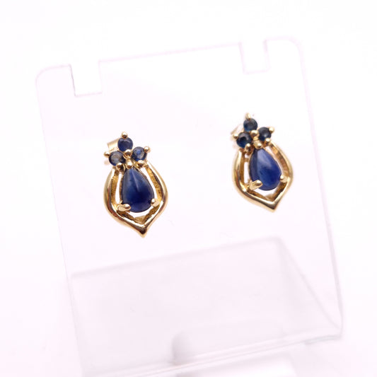 9ct Yellow Gold Sapphire Pear Shaped Stud Earrings