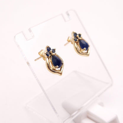 9ct Yellow Gold Sapphire Pear Shaped Stud Earrings