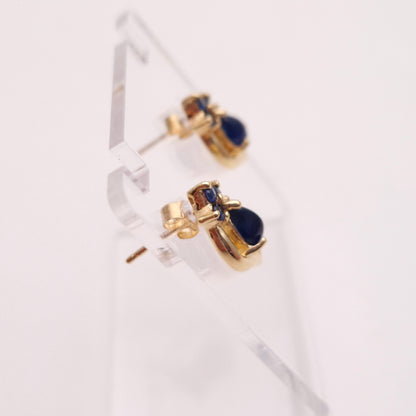 9ct Yellow Gold Sapphire Pear Shaped Stud Earrings