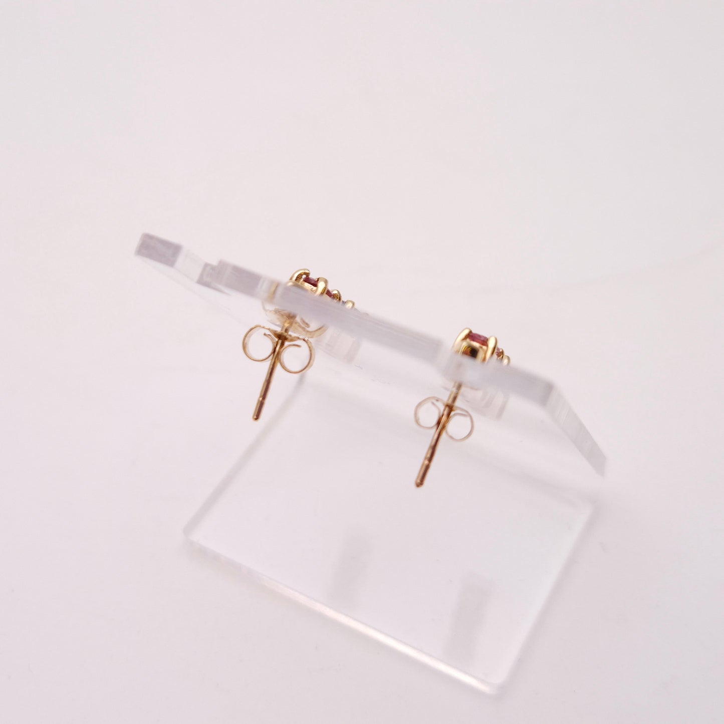 9ct Yellow Gold Pink Sapphire and Tanzanite Stud Earrings