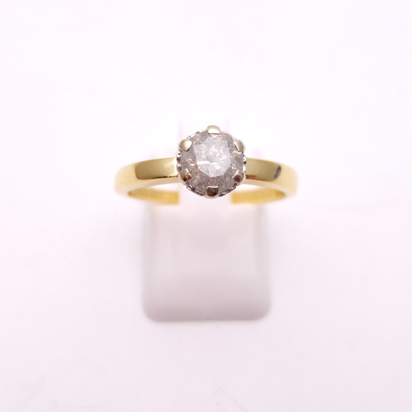 18ct Yellow Gold 1.0ct Round Cut Galaxy Diamond Solitaire Ring