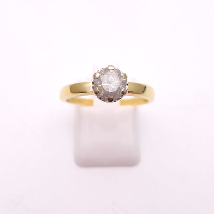 18ct Yellow Gold 1.0ct Round Cut Galaxy Diamond Solitaire Ring