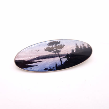 Sterling Silver Vintage Aksel Holmsen 'Norwegian View' Enamel Brooch
