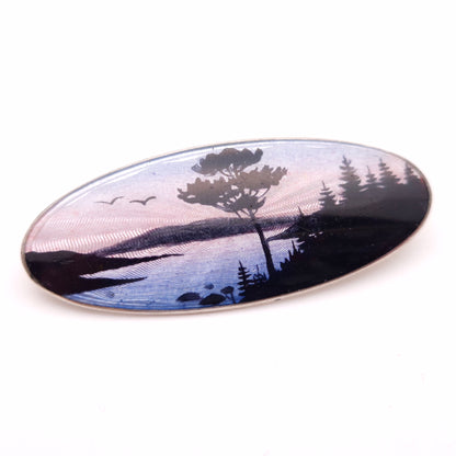 Sterling Silver Vintage Aksel Holmsen 'Norwegian View' Enamel Brooch