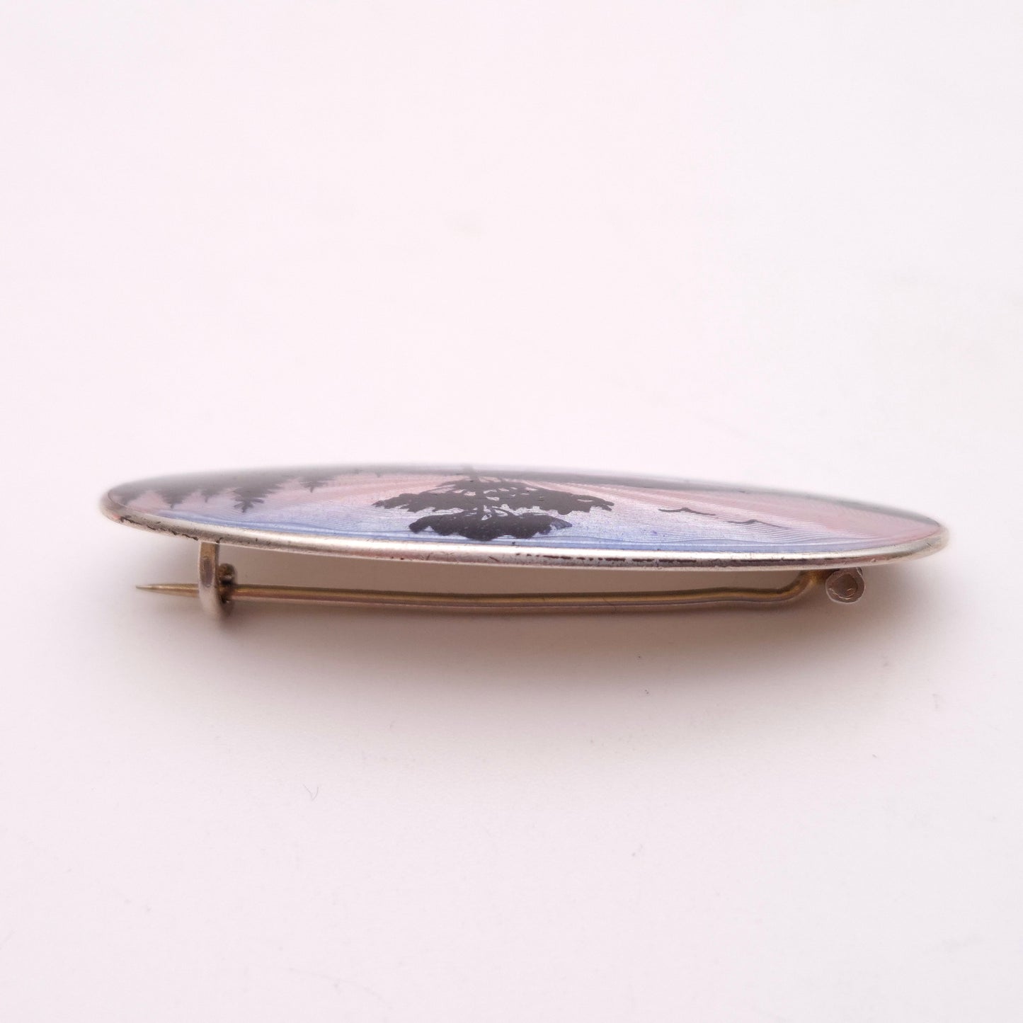 Sterling Silver Vintage Aksel Holmsen 'Norwegian View' Enamel Brooch