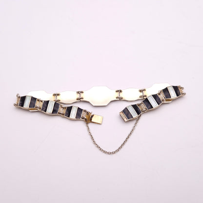 Sterling Silver Norwegian Enamel Scene Panel Bracelet by Bernard Meldahl