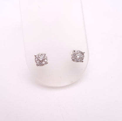 14ct White Gold 0.5TCW Multi-stone Cluster Stud Earrings