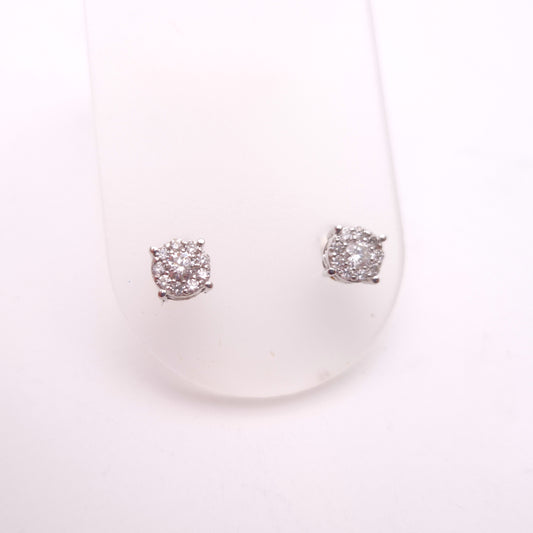 14ct White Gold 0.5TCW Multi-stone Cluster Stud Earrings