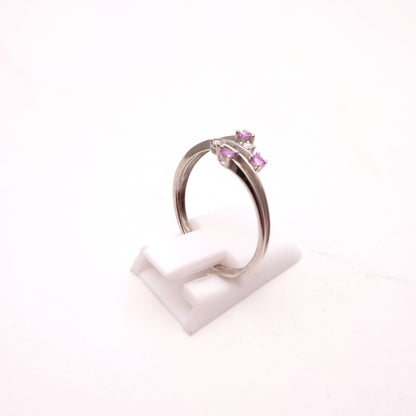 9ct White Gold Pink Sapphire and Diamond Spray Ring