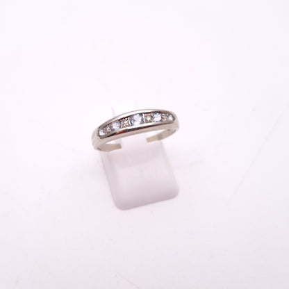 9ct White gold Aquamarine and Diamond Multistone Row Ring