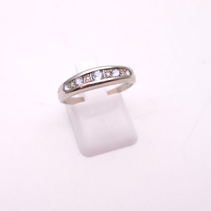 9ct White gold Aquamarine and Diamond Multistone Row Ring