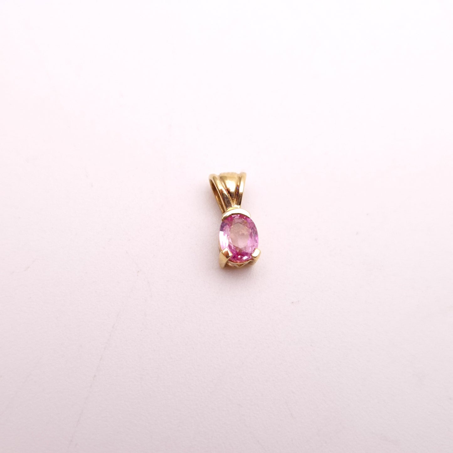 9ct Yellow Gold small Pink Topaz Pendant