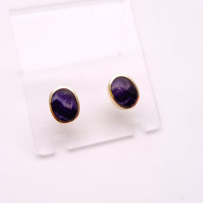 9ct Yellow Gold Blue John Collet Set Stud Earrings