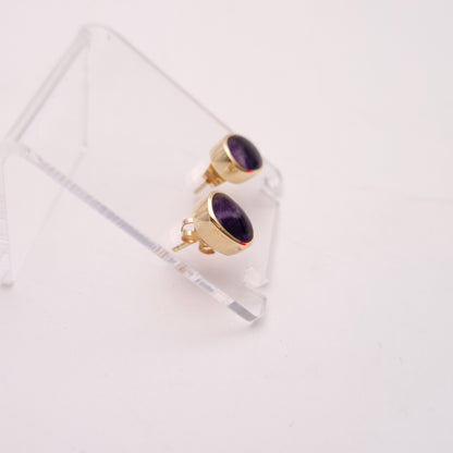 9ct Yellow Gold Blue John Collet Set Stud Earrings