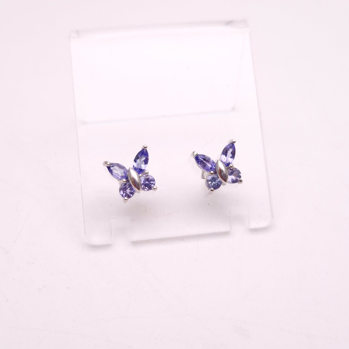 9ct White Gold Tanzanite Butterfly Stud Earrings