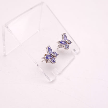 9ct White Gold Tanzanite Butterfly Stud Earrings