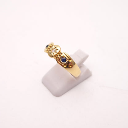 18ct Yellow Gold Antique Victorian Sapphire and Diamond Ring Chester 1899