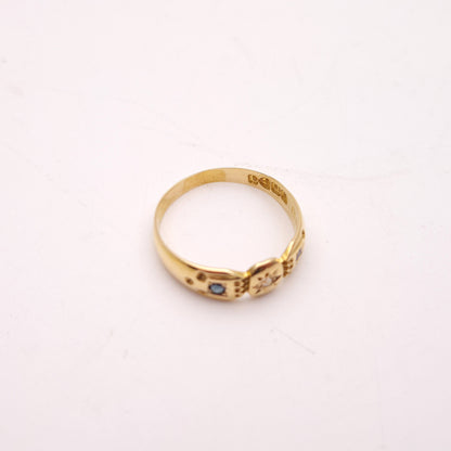 18ct Yellow Gold Antique Victorian Sapphire and Diamond Ring Chester 1899