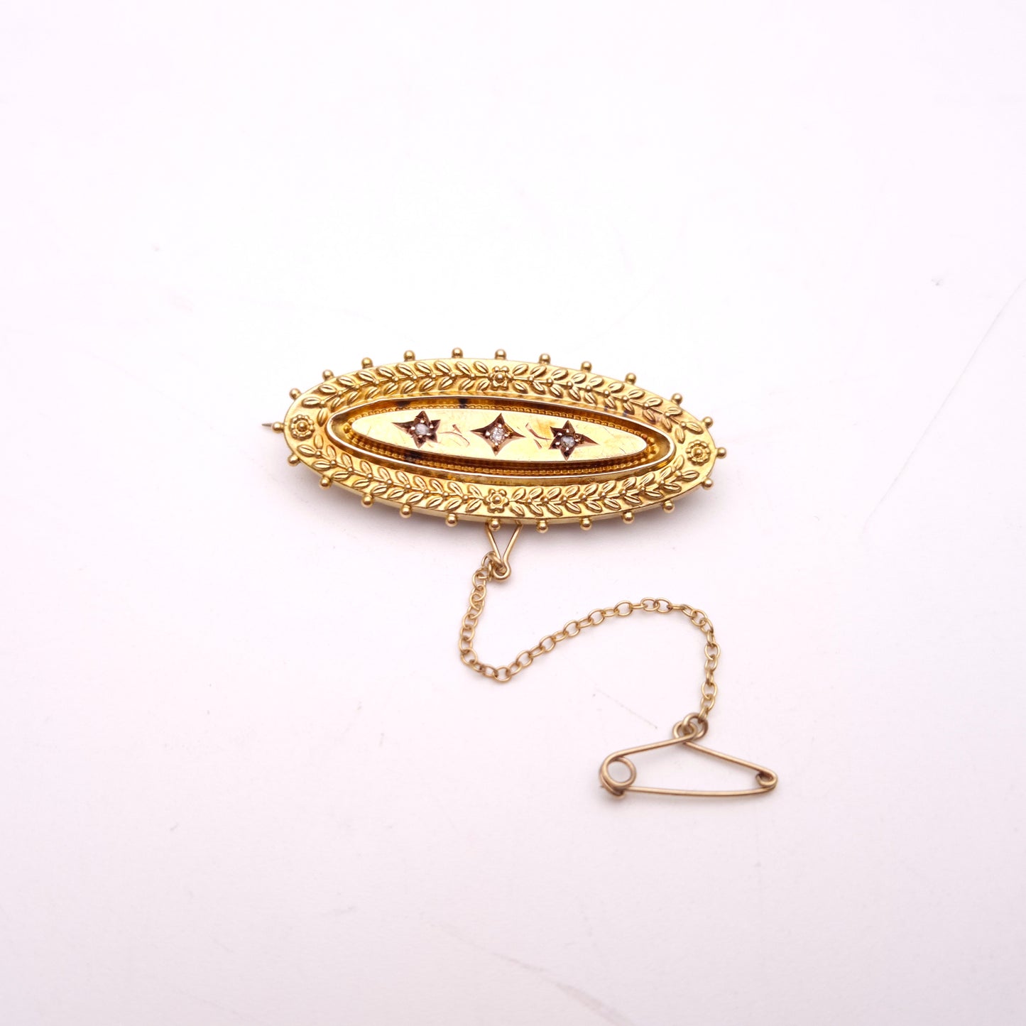 9ct Yellow Gold Antique Diamond Set Mourning Brooch