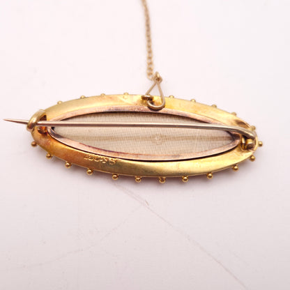 9ct Yellow Gold Antique Diamond Set Mourning Brooch