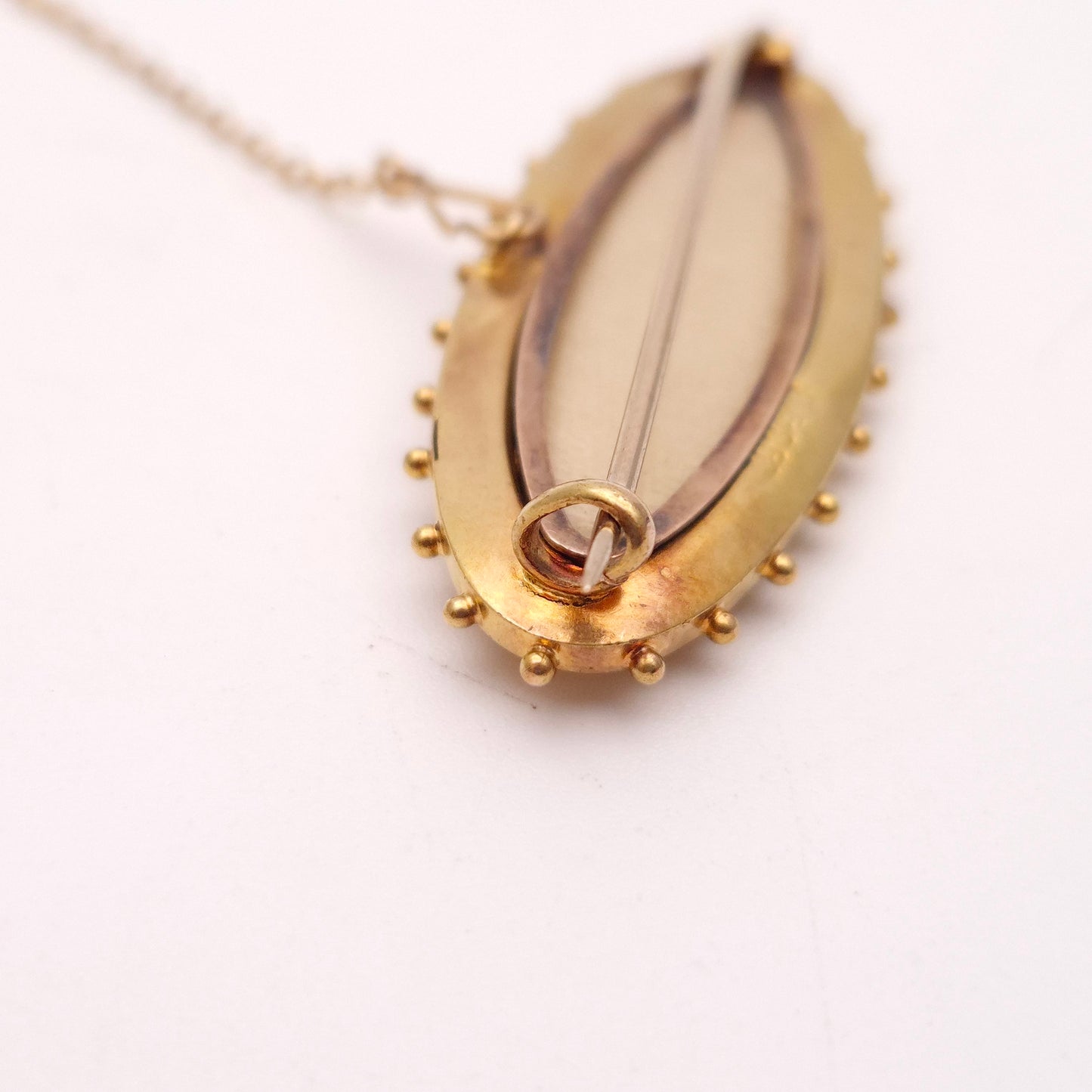 9ct Yellow Gold Antique Diamond Set Mourning Brooch