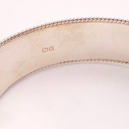 Sterling Silver Vintage Full Engraved Patterned Hinged Bangle