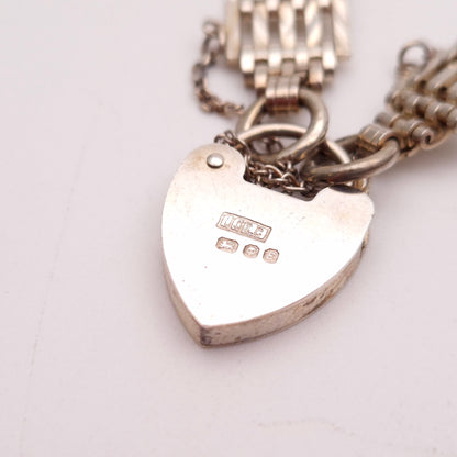 Sterling Silver Heart Padlock Gate Bracelet