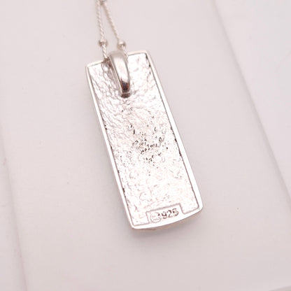 Sterling Silver Multi-coloured Blue Enamel Rectangular Pendant Necklace