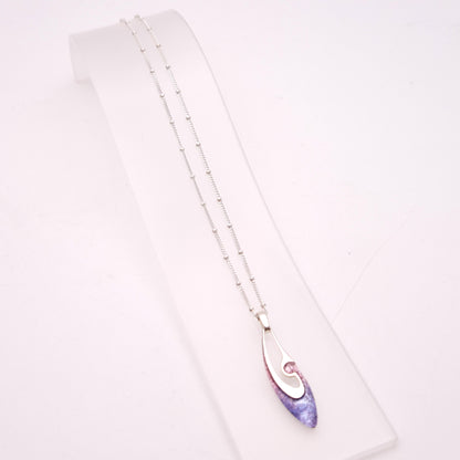 Sterling Silver Abstract Pink / Purple Open Enamel Pendant Necklace