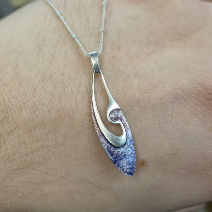 Sterling Silver Abstract Pink / Purple Open Enamel Pendant Necklace