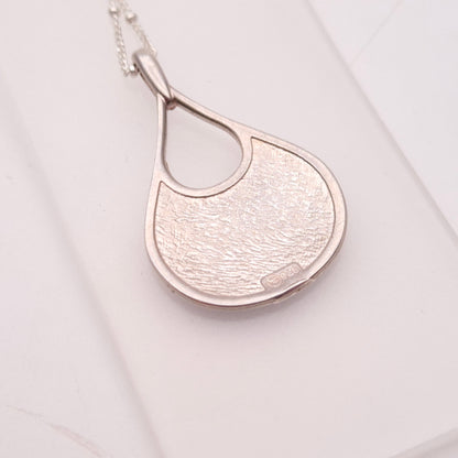 Sterling Silver Golden Amber Enamel Pendant Necklace