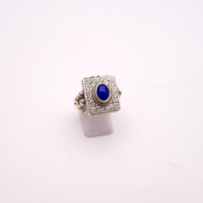 Sterling Silver Chunky Heavyweight Lapis Lazuli Ring