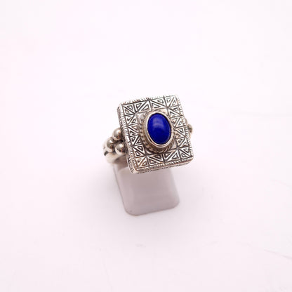 Sterling Silver Chunky Heavyweight Lapis Lazuli Ring
