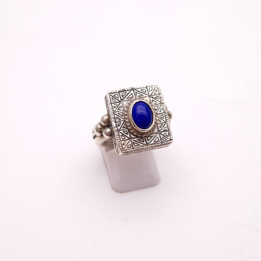 Sterling Silver Chunky Heavyweight Lapis Lazuli Ring