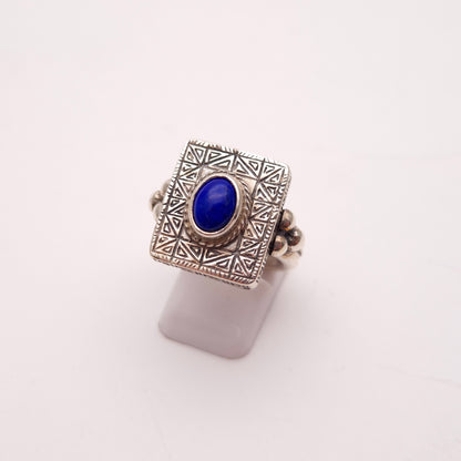 Sterling Silver Chunky Heavyweight Lapis Lazuli Ring
