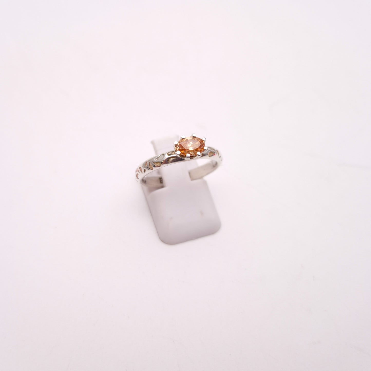 Sterling Silver Spinner Denmark Peach Stone Ring