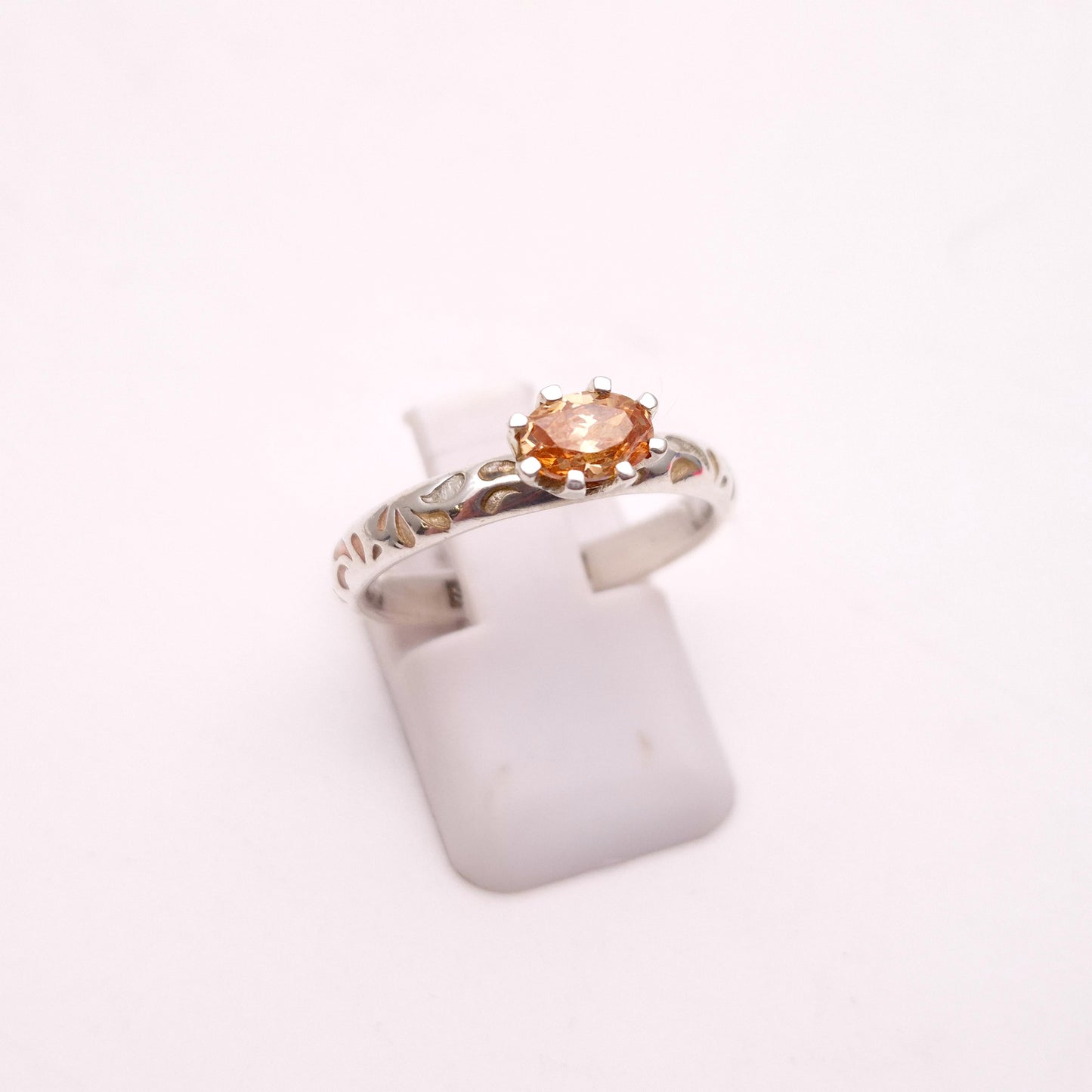 Sterling Silver Spinner Denmark Peach Stone Ring